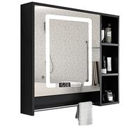 BCJMKDX Espejo de baño， Armario de baño con Espejo, Luces y Organizador Almacenamiento antivaho(70x65cm)