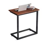 BCJMKDX Mesa Auxiliar. Mesa Ranurada Ancha/Mesa Auxiliar de Computadora de Madera Maciza en Forma de C, Mesa Esquinera de Cama Multifuncional de Color Nogal(60X33X60CM)