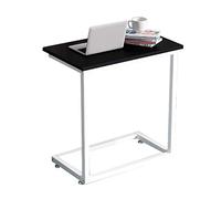 BCJMKDX Mesa Auxiliar. Mesa Ranurada Ancha/Mesa Auxiliar de Computadora de Madera Maciza en Forma de C, Mesa Esquinera de Cama con Sobremesa Negra Multifuncional(50X33X70CM)