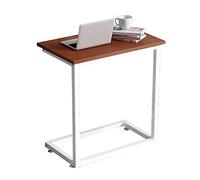 BCJMKDX Mesa Auxiliar. Mesa Ranurada Ancha/Mesa Auxiliar de Computadora de Madera Maciza en Forma de C, Mesa Esquinera de Cama Multifuncional de Color Nogal(50X33X65CM)