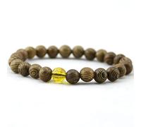 BCJMKDX Pulsera de Cuentas de Madera, 1 Pulsera de Madera Natural con alas de Madera, Pulseras de Cuentas del Sexto Mantra, Pulseras for Hombres, Color Rojo(Oranje)