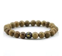 BCJMKDX Pulsera de Cuentas de Madera, 1 Pulsera de Madera Natural con alas de Madera, Pulseras de Cuentas del Sexto Mantra, Pulseras for Hombres, Color Rojo(Black)