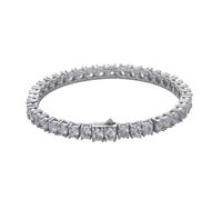 BCJMKDX Pulseras de Mujer. Pulseras de Tenis para Las Mujeres de Corte clásico Redondo 18K Chapado en Oro Pulseras para Las Mujeres de la Boda de Novia Prom Joyería Pulseras(White_4 mm)