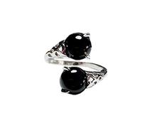 BCJMKDX Pulseras de obsidiana, Anillo de obsidiana de Plata 925, joyería de Moda for Mujer, Ajustable