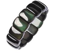 BCJMKDX Pulseras de obsidiana, Joyería del Brazalete del Ojo del Arco Iris del Hombre de la Mano de obsidiana Natural