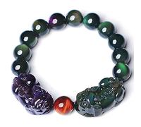 BCJMKDX Pulseras de obsidiana, Pulsera PiXiu Doble Ojo de Tigre Obsidiana Natural
