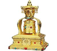 BCJMKDX Rueda de la Biblia. Rueda De Oración Giratoria con 4 Campanas De Viento, Rueda De Oración Tibetana De Primera Calidad Budista Silenciosa con Energía Solar for Decoración del Hogar,Gold
