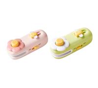 BCJMKDX selladora al vacío para plástico, Mini selladora Recargable con Cortador Integrado, 2 Funciones en 1, Ideal for la Cocina del hogar(Pale Red+Green)