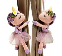 BCJMKDX Sujetacortinas, 2 Correas de sujeción Unicornio Tejido Suave con Dibujos Animados y botón elástico(Purple)