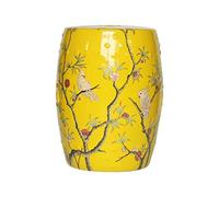 BCJMKDX Taburete de cerámica para tambor con diseño de flores y pájaros, nuevo estilo chino, taburete redondo para vestir creativo para el hogar y cambiador de zapatos (color amarillo)
