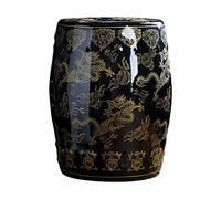 BCJMKDX Taburete para tambor de cerámica negra, mesa portátil, taburete para el hogar, reposapiés para cambiar los zapatos, adecuado para terraza, terraza, patio