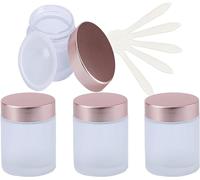 BCJMKDX Tarros para cosméticos, Paquete de 4 recipientes vacíos de Almacenamiento de Crema Facial de 15ml con Tapa de Rosa, tarros cosméticos de Vidrio Esmerilado
