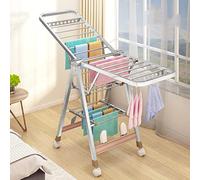 BCJMKDX tendedero Plegable, Poste De Secado Ropa En Forma ala, Tendedero Simple 150-160-170-182 Cm, con Cuatro Ruedas Universales(Wing Length is 170cm)