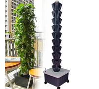 BCJMKDX Torre hidropónica, Torre de jardín hidropónico, Sistema Cultivo Vertical, Kit for jardinería Interior y Exterior, Lechuga Hierbas(Grey,12floors)