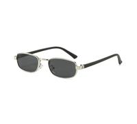 BCLBDFC Gafas De Sol Cuadradas Pequeñas con Personalidad para Hombre, Marco Metal Estrecho Y Moderno Mujer-Plata