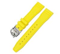 BCMCBV Correa de reloj de goma natural de 20 mm, 21 mm, 22 mm para relojes de piloto IWC IW3881 IW3777, color verde y amarillo, correa de caucho fluorado suave, 21mm, Ágata