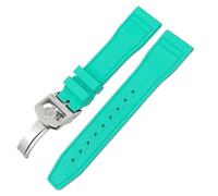BCMCBV Correa de reloj de goma natural de 20 mm, 21 mm, 22 mm para relojes de piloto IWC IW3881 IW3777, color verde y amarillo, correa de caucho fluorado suave, 22mm, Ágata