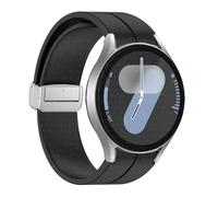 BCMCBV Original Silicone Strap For Samsung Galaxy watch 6 Cassic 43mm 47mm 5Pro 45mm Watch FE 4 5 6 7 40 44MM Magnetic Buckle Bracelet Watchbands(Black-S,Watch 7 FE)