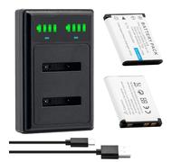 BCMCZCDC Batería Li-40B Li-42B con cargador USB LCD para Olympus Li-40B Li-42B Nikon EN-EL10 Fuji NP-45 Binde D-Li63 Kodak Klic-7006 Casio NP-80 Fuji FinePix J10 J15 J100 J110w 2 unidades por paquete