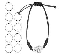BCOATH 10 piezas Pulseras Ajustables de Voleibol Pulseras Trenzadas de Cuerda Tejida con Dijes Regalos para Fans de Voleibol para Jóvenes y Adultos Recuerdos para Equipos y Fiestas