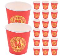 BCOATH 100 Vasos Desechables para Bodas Diseño Tradicional Chino y Símbolo de Doble Felicidad, Ideales para Fiestas y Eventos Nupciales