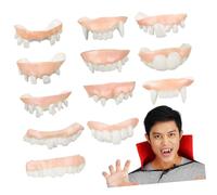 BCOATH 12 Piezas Dientes Vampiro PVC Perla Cosplay Accesorios Disfraz Halloween Cómodo Realista para Adultos
