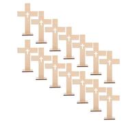 BCOATH 14 Piezas Decoración Cruces de Madera Cruces de Madera para Mesa Beige Diseño Hueco Elegante Bordes Lisos sin Astillas Centro Espiritual para Decoración de Mesa de Pascua y Salón