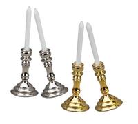 BCOATH 2 Pares de Mini Candelabros en Aleación para Casas de Muñecas, Accesorios Decorativos en Miniatura para Escenas de Cocina y Cena, Modelo Realista y Detallado