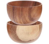 BCOATH 2 Piezas Juego de Cuencos de Madera Redondos para Servir Ensaladas y Desayunos, Bol Práctico y Elegante de Madera Natural para Almacenamiento