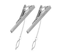 BCOATH 2 piezas Pinzas de Corbata para Hombre de Metal Unidades Clips Resistentes para Negocios Bodas Formales Accesorio Elegante para la Corbata Fija