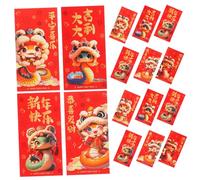 BCOATH 20 Piezas Sobres Rojos Chinos Año Serpiente Sobres de Papel Grueso para Dinero con Diseño Danza León Tradicional para Festivales Bodas Cumpleaños Suerte y Bendiciones