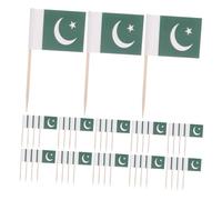 BCOATH 200 Piezas Unidades Palillos con Bandera de Pakistán Mini para Postres Decoración de Cócteles y Fiestas Palillos para Aperitivos y Frutas