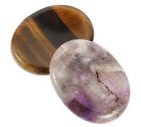 BCOATH 2piezas Piedras De Masaje De Pulgar Para Relajación Piedras De Worry Stone De Amatista y Ojo De Tigre Decorativas y Prácticas Para Oficina y Hogar