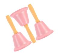 BCOATH 3 Piezas Campana de Mano Metálica Rosa con Mango para Servicio Llamada para Cuidado de Mayores y Aula Timbre Portátil con Sonido Fuerte y Claro Campanilla Multifunción