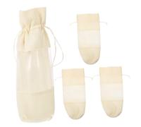 BCOATH 4 Piezas Bolsa De Botella De Vino De Arpillera Bolsas De Arpillera Para Botellas Bolsa De Vino Reutilizable Bolsa De Botella De Vino Con Cordón De Vino Organza Beige