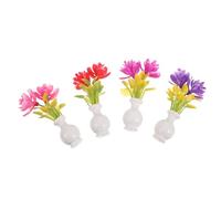 BCOATH 4 Piezas Miniature Dollhouse Small Vase Model with Artificial Tiny Flowers Mini Flower Pot For Dollhouse Decoration For Fairy Gardens and Micro Landscapes