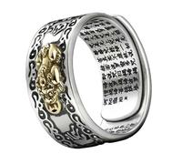 BCOATH Anillo Ajustable de Aleación con Diseño de y Seis Palabras Sagradas Joyería Creativa Unisex para Atraer Fortuna y Buena Retro Vintage Masculino y Femenino