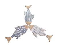 BCOATH Arte Mural Rústico de Peces de Madera 3 Piezas Cinta Doble Cara para Colgar en Casa de Playa y Lago Decoración Náutica Costera