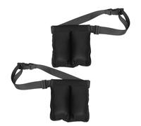 BCOATH Bolsa Porta Aceite de Masaje Negra con Dos Bolsillos, Riñonera Ajustable para Botellas de Loción, Cinturón Organizador para Terapeutas de Spa y Aromaterapia, 2 Piezas para