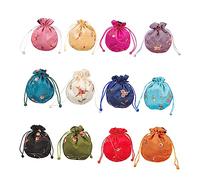 BCOATH Bolsas y Cierre de Cordón 12 de Obsequio de Satén Bordado Clásico para Joyería y Pequeños Objetos en Fiestas y Banquetes