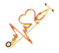 BCOATH Broche Estetoscopio Adorno de Corazón y Electrocardiograma, Broche Decorativo para Uso Diario y Cosplay en Ropa y Zapatos