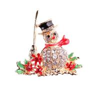 BCOATH Broche Navideño de Muñeco de Nieve para Mujer Aleación y Decoración de Pedrería Dorada, Accesorio Brillante para Fiestas de Navidad y Uso Diario