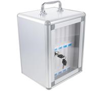 BCOATH Caja de Almacenamiento y Tablero de Fibra para Teléfono Móvil con Múltiples Ranuras, Resistente de Aleación de Aluminio con Asa para Oficina y Escuela