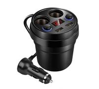 BCOATH Cargador de Coche USB Doble Enchufe y Dos Tomas de Encendedor, Protección contra Sobretemperatura, Diseño en Forma de Taza, Adecuado para Dispositivos en Vehículo Color Aleatorio