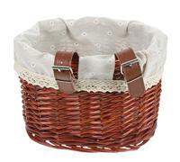 BCOATH Cesta para Bicicleta Delantera Vintage De Ratán Tejida Mano Cesta Portátil para Verduras y Frutas Barata y Resistente para Ciclismo y Compras Color Marrón con Forro Interior