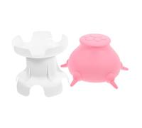 BCOATH Comedero de Leche de Silicona para Cachorros Pequeño con 4 Tetinas y Soporte, Color Rosa, Tazón de Lactancia para Mascotas Recién Nacidas, Accesorio para Alimentación de Perros