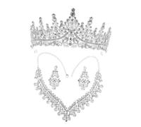 BCOATH Conjunto de Joyas de Novia con Collar y Pendientes de Accesorios Elegantes para Bodas Fiestas de Gala Formales Diseño Plateado para Complementar Vestidos Nupciales