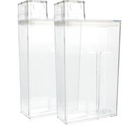 BCOATH Cubo de Lavandería Transparente 2 Unidades, Recipiente para Detergente en Polvo Recargable Tapa Hermética, Almacenamiento Grande para Ropa y Productos de Limpieza