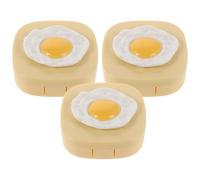 BCOATH Estuche para Lentes de Contacto Portátil Diseño Huevo Frito 3D, Plástico Compacto, 3 Unidades, Soporte para Viaje y Almacenamiento Seguro en Oficina y Hogar
