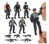 BCOATH Figuras de Soldados Militares Articuladas para Niños, Modelo de Soldado de Juguete de Plástico Flexible, Tamaño Mediano, Accesorio Militar para Juegos de Cosplay en Casa, Set de 6